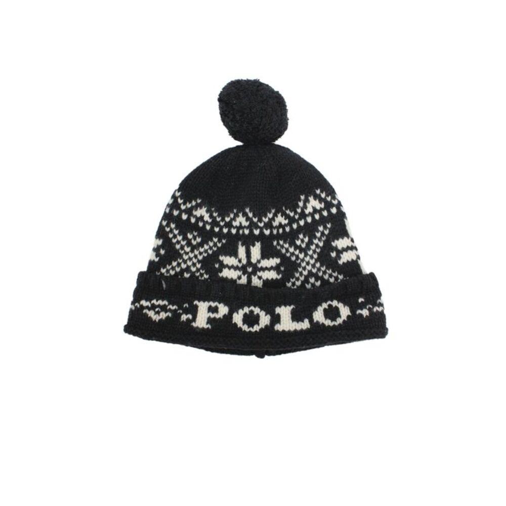 Polo Ralph Lauren Womens Holiday Beanie Hat Black White Wool Size One Size